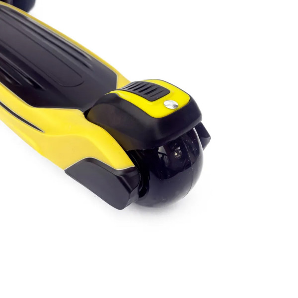 Детский самокат-беговел 2 в 1 Scooter Micar Moby Plus Чёрно-жёлтый со светящимися колёсами и передними амортизаторами