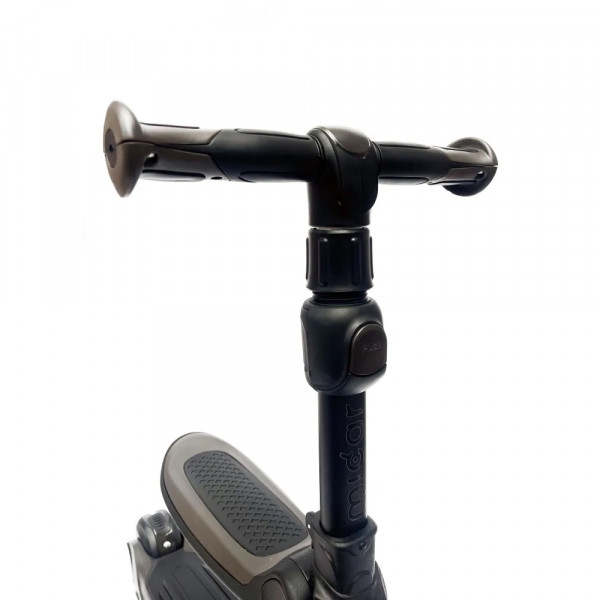 Детский самокат-беговел 2 в 1 Scooter Micar Moby Plus Чёрный со светящимися колёсами и передними амортизаторами