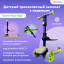 Детский самокат-беговел 2 в 1 Scooter Micar Moby Plus Серо-зелёный со светящимися колёсами и передними амортизаторами