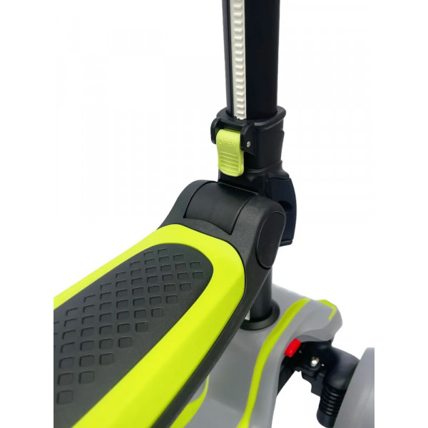 Детский самокат-беговел 2 в 1 Scooter Micar Moby Plus Серо-зелёный со светящимися колёсами и передними амортизаторами