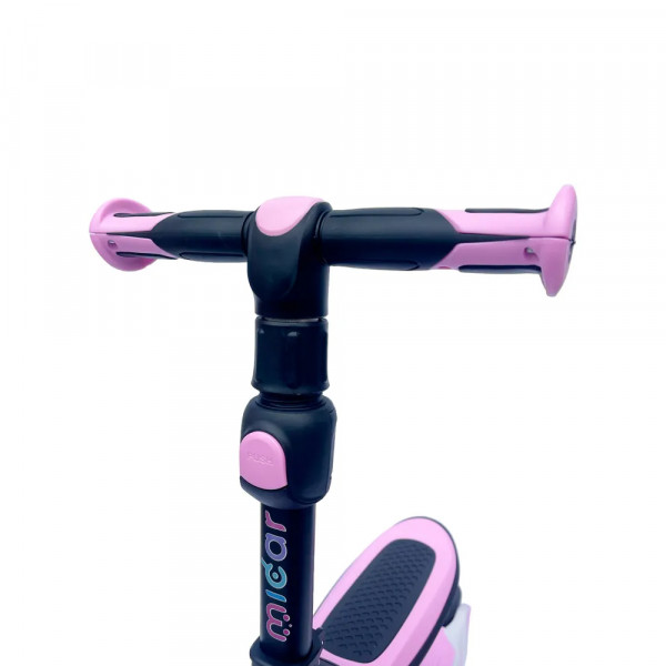 Детский самокат-беговел 2 в 1 Scooter Micar Moby Plus Розовый со светящимися колёсами и передними амортизаторами