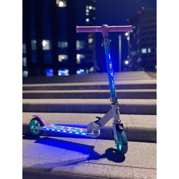 Детский двухколёсный самокат Micar Neon 145 Candy со светящимися колёсами, рулём и платформой