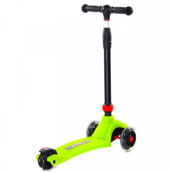Трёхколёсный самокат 21st Scooter Maxi UFO Зелёный со светящимися колёсами и платформой