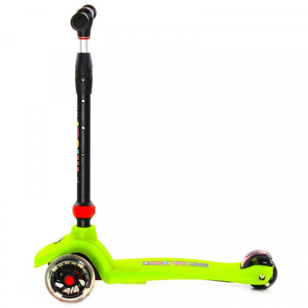 Трёхколёсный самокат 21st Scooter Maxi UFO Зелёный со светящимися колёсами и платформой