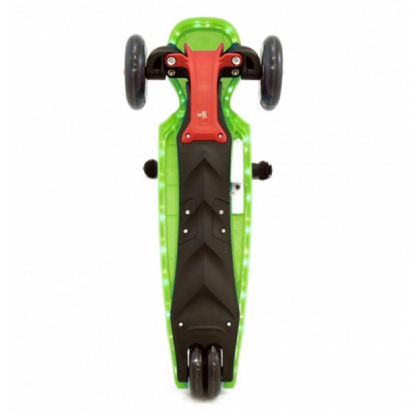Трёхколёсный самокат 21st Scooter Maxi UFO Зелёный со светящимися колёсами и платформой