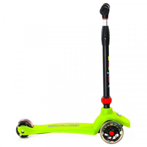 Трёхколёсный самокат 21st Scooter Maxi UFO Зелёный со светящимися колёсами и платформой
