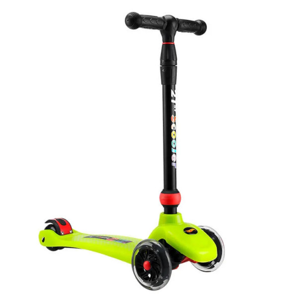 Трёхколёсный самокат 21st Scooter Maxi UFO Зелёный со светящимися колёсами и платформой