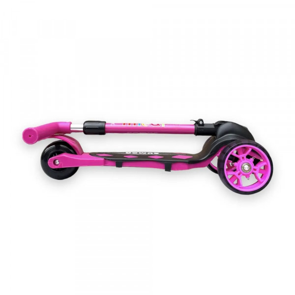 Детский трёхколёсный самокат Micar Zumba Big Wheels Чёрно-розовый со складным рулём и светящимися колёсами