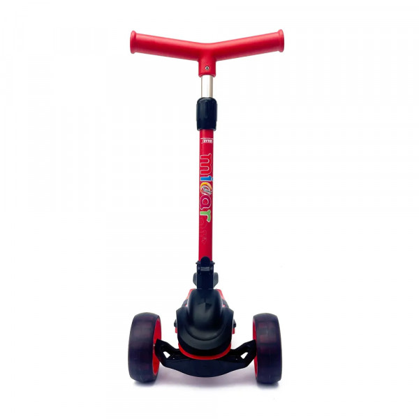 Детский трёхколёсный самокат Micar Zumba Big Wheels Красный со складным рулём и светящимися колёсами