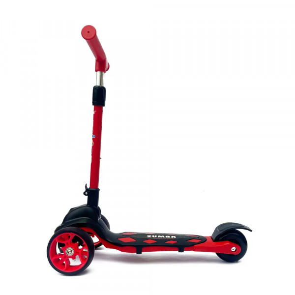 Детский трёхколёсный самокат Micar Zumba Big Wheels Красный со складным рулём и светящимися колёсами