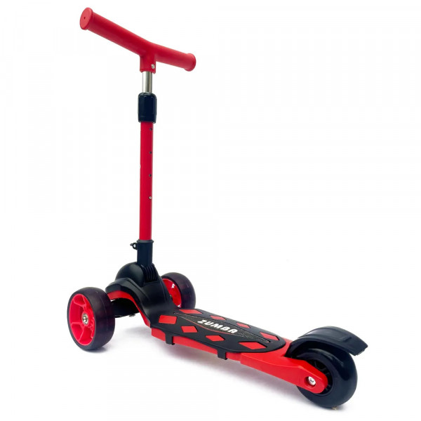 Детский трёхколёсный самокат Micar Zumba Big Wheels Красный со складным рулём и светящимися колёсами