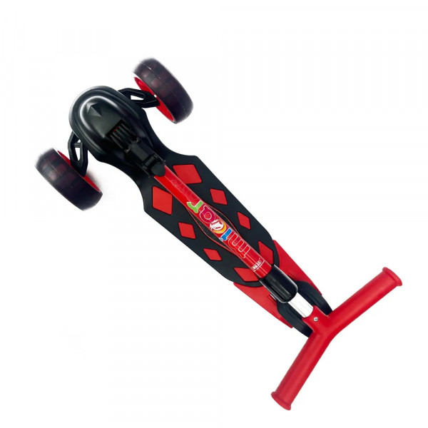 Детский трёхколёсный самокат Micar Zumba Big Wheels Красный со складным рулём и светящимися колёсами