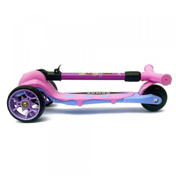 Детский трёхколёсный самокат Micar Zumba Big Wheels Фиолетовый со складным рулём и светящимися колёсами