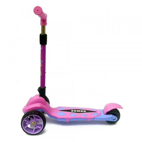Детский трёхколёсный самокат Micar Zumba Big Wheels Фиолетовый со складным рулём и светящимися колёсами