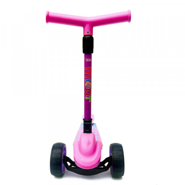 Детский трёхколёсный самокат Micar Zumba Big Wheels Фиолетовый со складным рулём и светящимися колёсами
