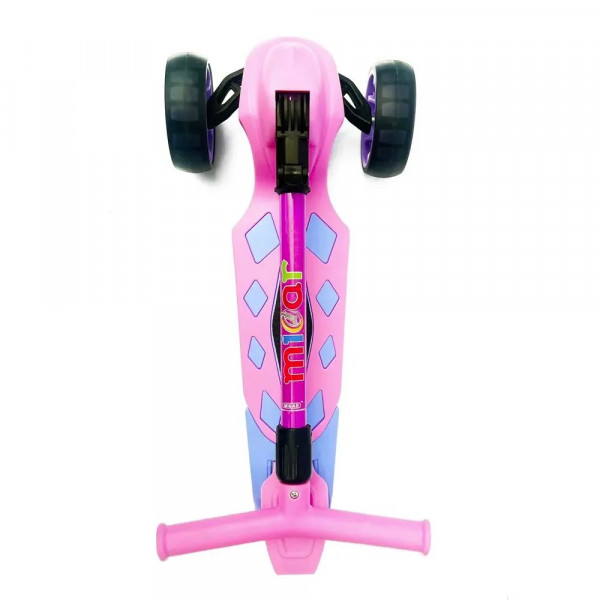 Детский трёхколёсный самокат Micar Zumba Big Wheels Фиолетовый со складным рулём и светящимися колёсами