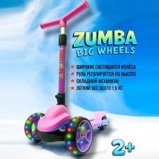 Детский трёхколёсный самокат Micar Zumba Big Wheels Фиолетовый со складным рулём и светящимися колёсами