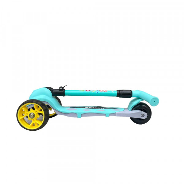 Детский трёхколёсный самокат Micar Zumba Big Wheels Голубой со складным рулём и светящимися колёсами