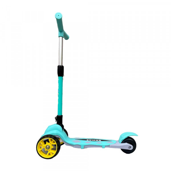 Детский трёхколёсный самокат Micar Zumba Big Wheels Голубой со складным рулём и светящимися колёсами