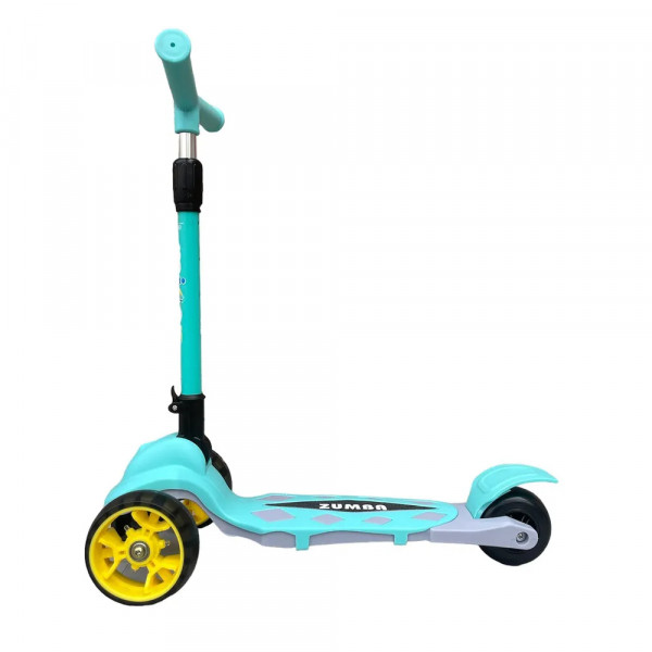 Детский трёхколёсный самокат Micar Zumba Big Wheels Голубой со складным рулём и светящимися колёсами