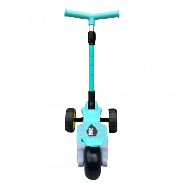 Детский трёхколёсный самокат Micar Zumba Big Wheels Голубой со складным рулём и светящимися колёсами