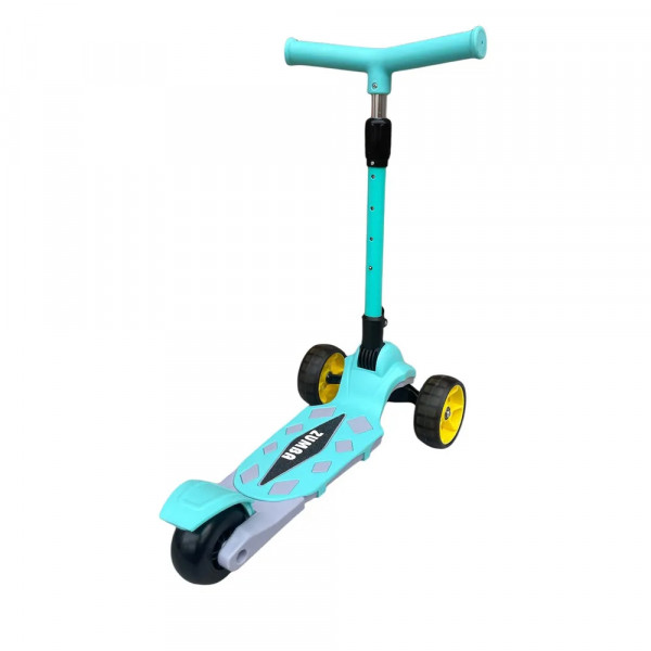 Детский трёхколёсный самокат Micar Zumba Big Wheels Голубой со складным рулём и светящимися колёсами