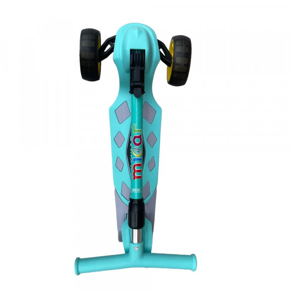 Детский трёхколёсный самокат Micar Zumba Big Wheels Голубой со складным рулём и светящимися колёсами