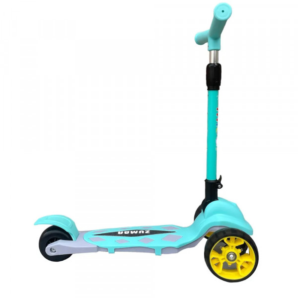 Детский трёхколёсный самокат Micar Zumba Big Wheels Голубой со складным рулём и светящимися колёсами