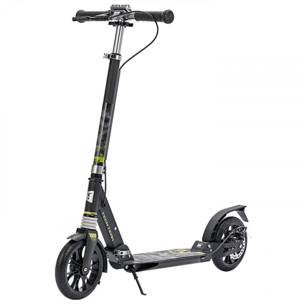Самокат Tech Team City Scooter Disk Brake 2024 Зелёный с дисковым тормозом и амортизаторами