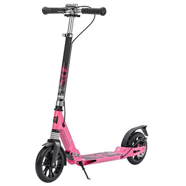 Самокат Tech Team City Scooter Disk Brake 2024 Розовый с дисковым тормозом и амортизаторами