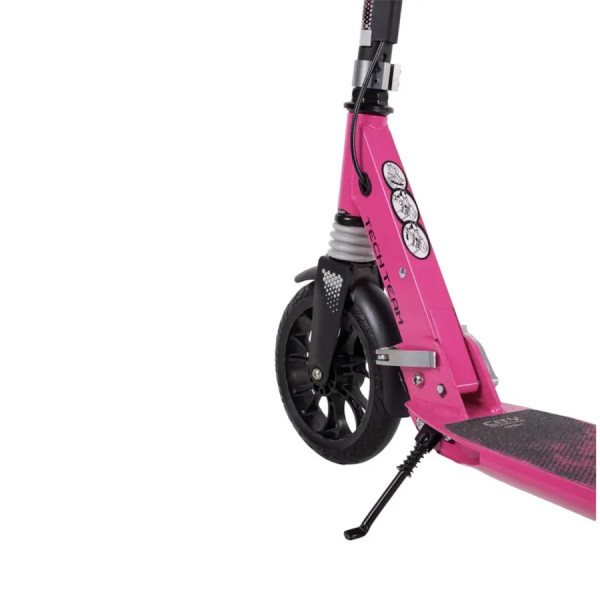 Самокат Tech Team City Scooter Disk Brake 2024 Розовый с дисковым тормозом и амортизаторами